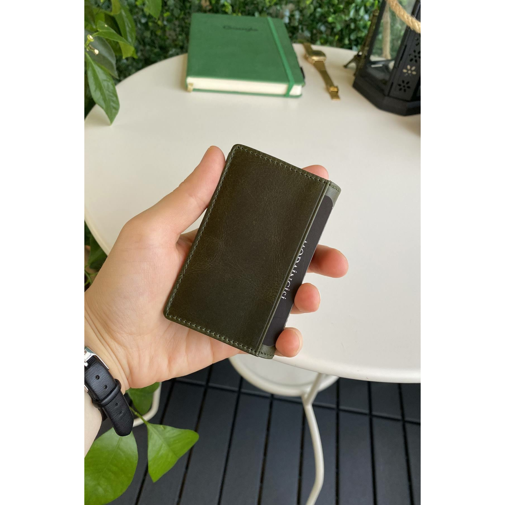 Modica Orsa - Hakiki Deri Mini Kartlık (Yeşil)