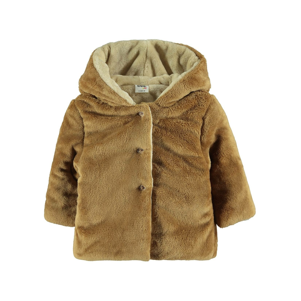 Civil Baby Erkek Bebek Kapüşonlu Peluş Mont 6-18 Ay Camel