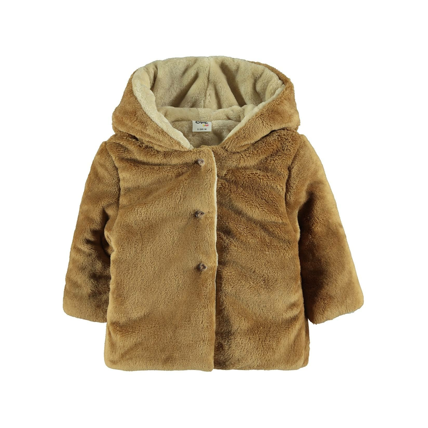 Civil Baby Erkek Bebek Kapüşonlu Peluş Mont 6-18 Ay Camel