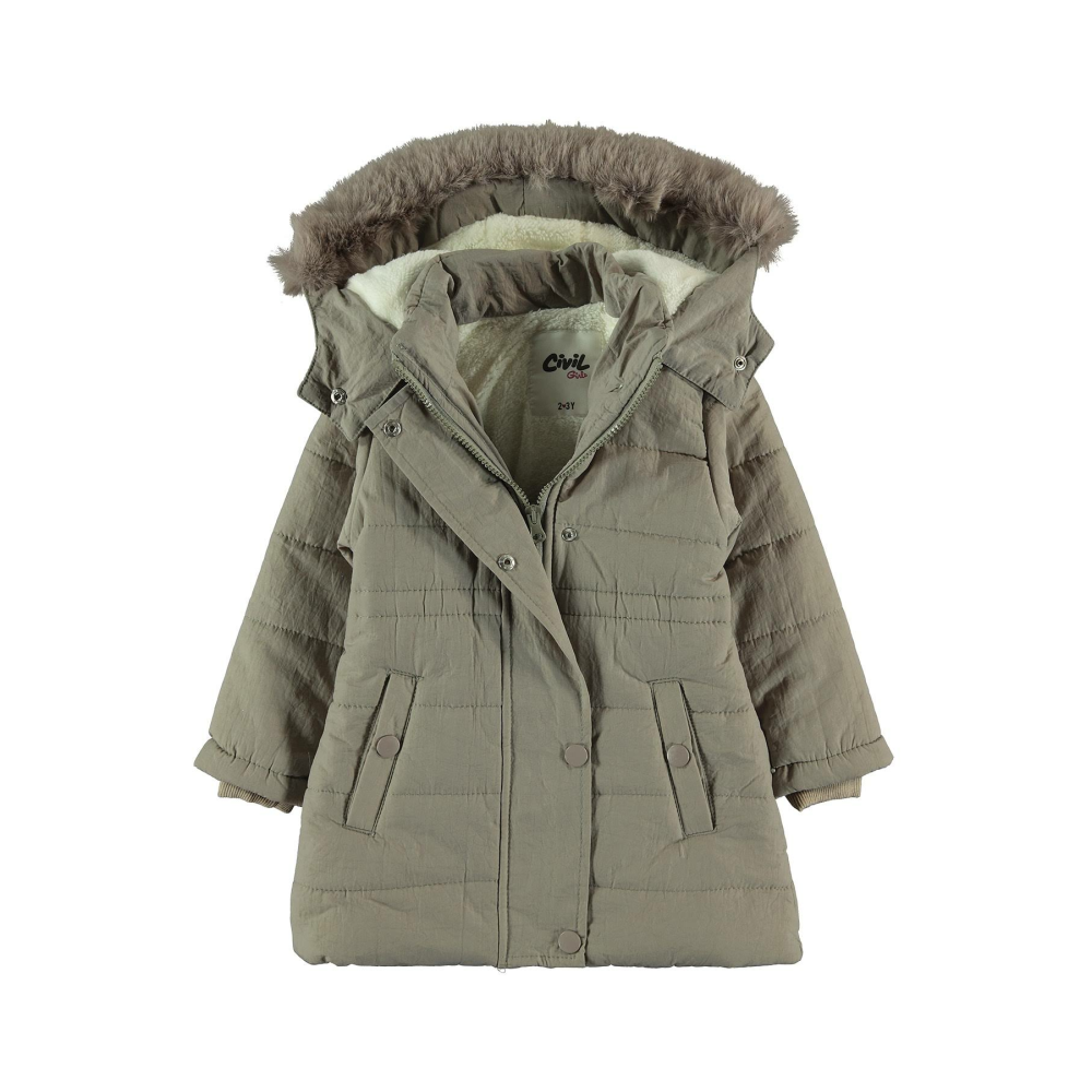 Civil Girls Kız Çocuk Kapüşonlu Mont 2-5 Yaş Bej