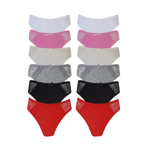 Tutku 12li Kadın Dantel Detaylı Bayan Külot Pamuklu İç Çamaşırı