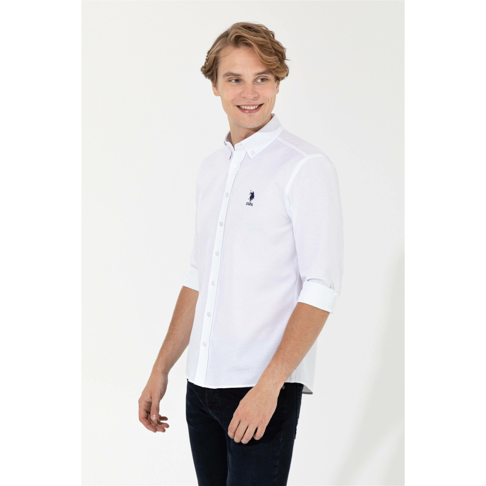 U.S. Polo Assn. Erkek Beyaz Gömlek Uzunkol Basic