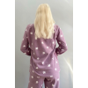 Pijama Evi Hello Winter Desenli Kadın Peluş Pijama Takımı - S - Mor