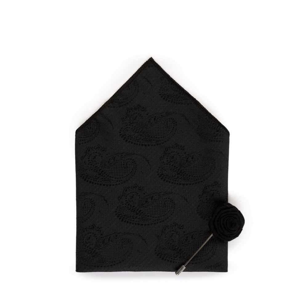 Pierre Cardin Siyah 3'lü Kravat Mendil Set