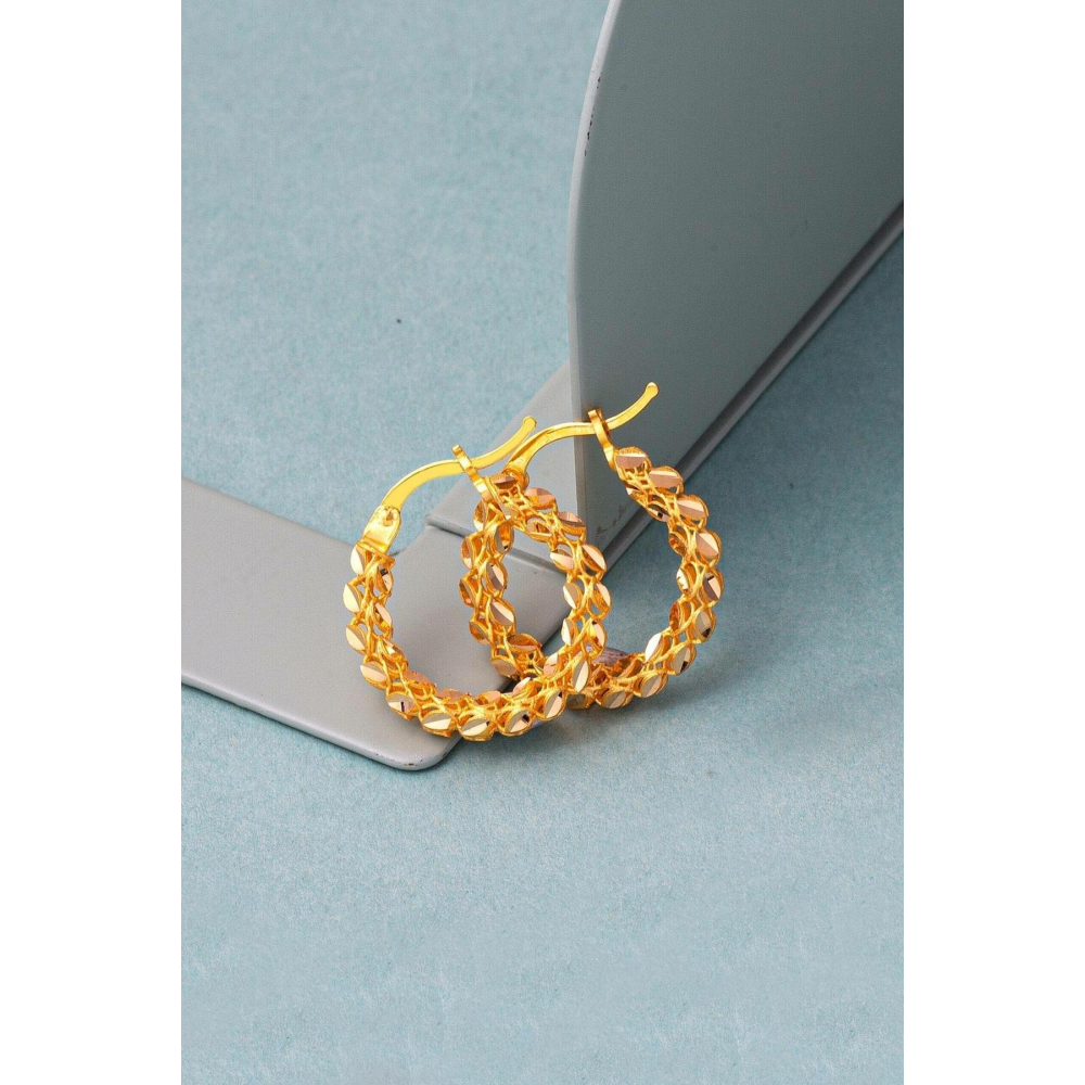 Bilezikci Pullu 22 Ayar Altın Halka Küpe