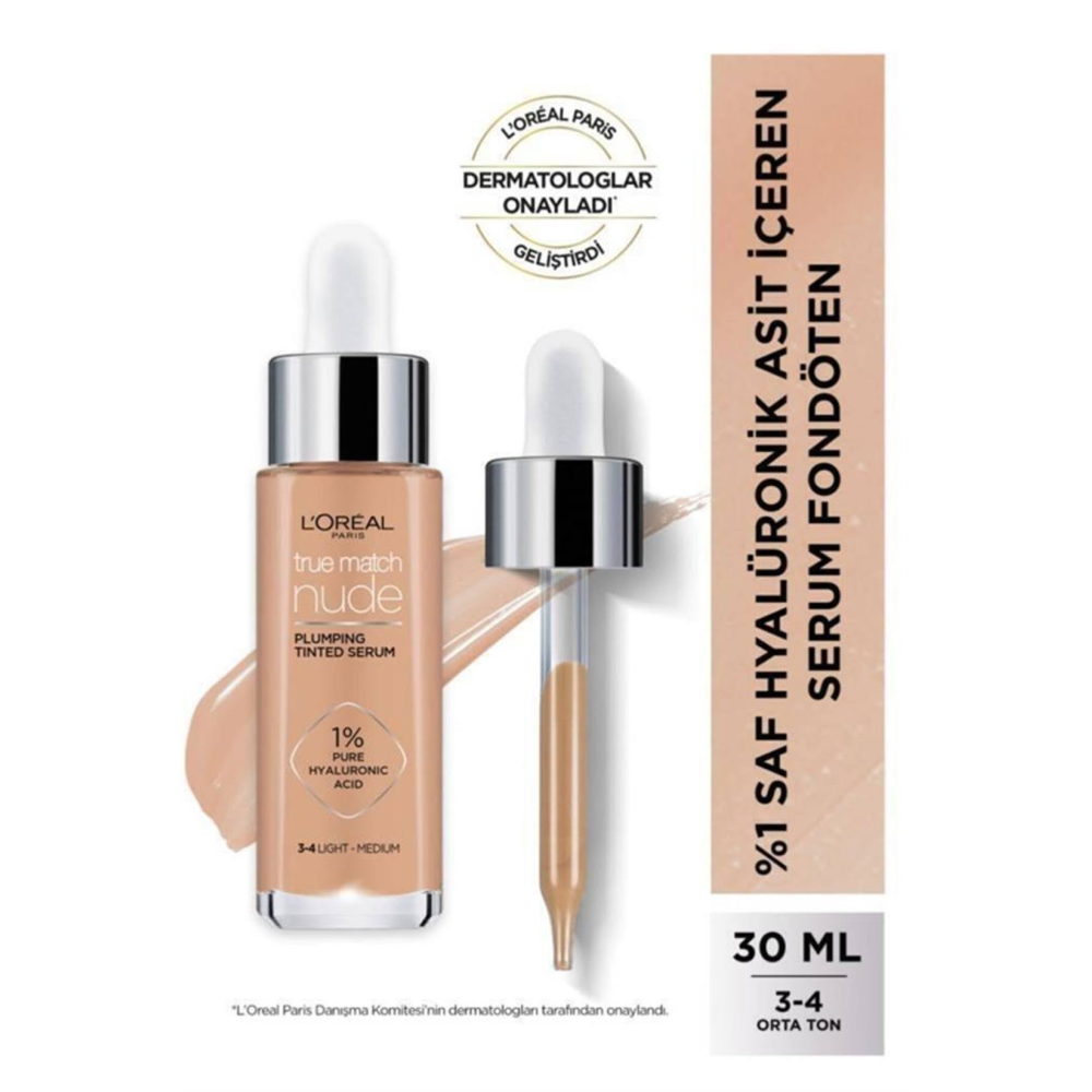 Loreal Paris True Match Nude Fondöten Serum 3-4 Light Medium
