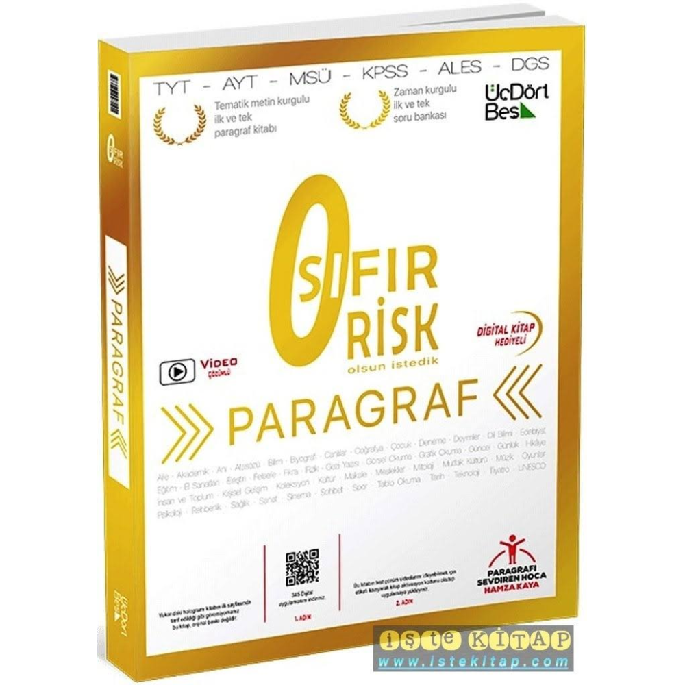 TYT Paragraf Sıfır Risk Soru Bankası Üçdörtbeş Yayınları
