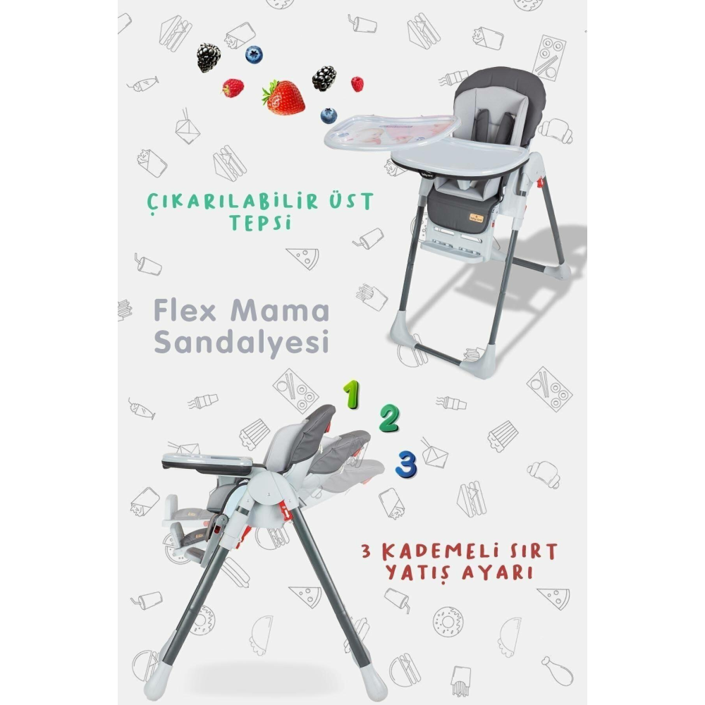 Baby Care Flex Gri Mama Sandalyesi