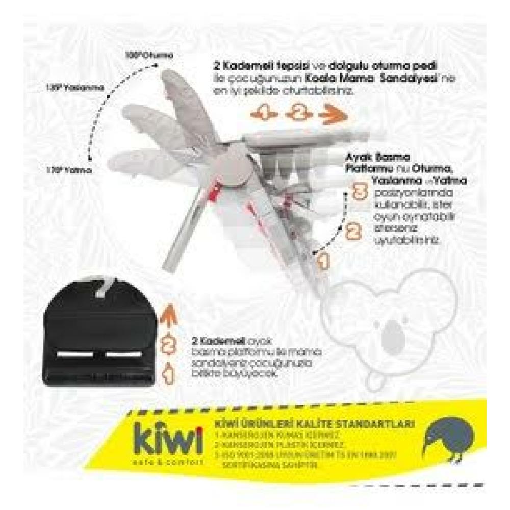 Kiwi Koala All In One Katlanır Tekerlekli Mama Sandalyesi