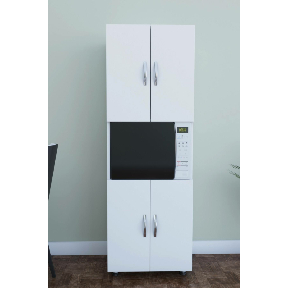 Dienni Beyaz Dört Kapaklı Bölmeli Çok Amaçlı Dolap