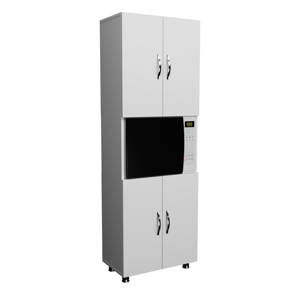 Dienni Beyaz Dört Kapaklı Bölmeli Çok Amaçlı Dolap