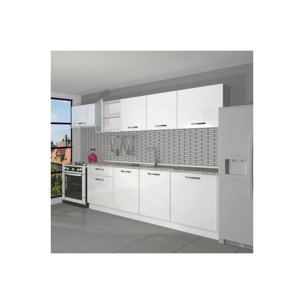 Decoraktiv Smart 280 Hazır Mutfak Dolabı - Tezgah Dahil - Parlak Beyaz