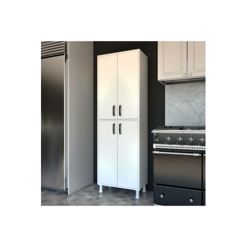 Rani F1 Çok Amaçlı Dolap 4 Kapaklı 6 Raflı Banyo Balkon Mutfak Dolabı Beyaz M4