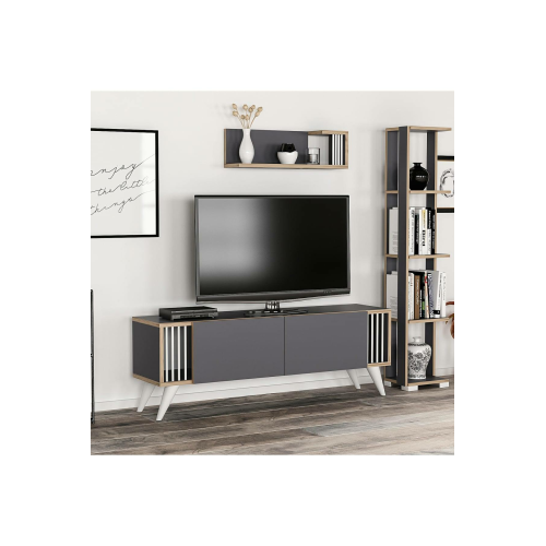 Minar Negro Tv Ünitesi Retro Ayaklı - Antrasit