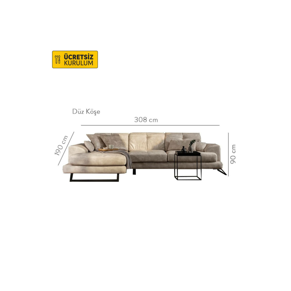 Vivense FRİDO KÖŞE KOLTUK BEJ-Düz Köşe