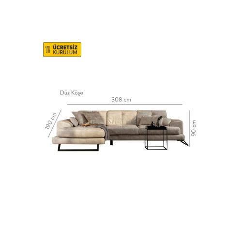 Vivense FRİDO KÖŞE KOLTUK BEJ-Düz Köşe
