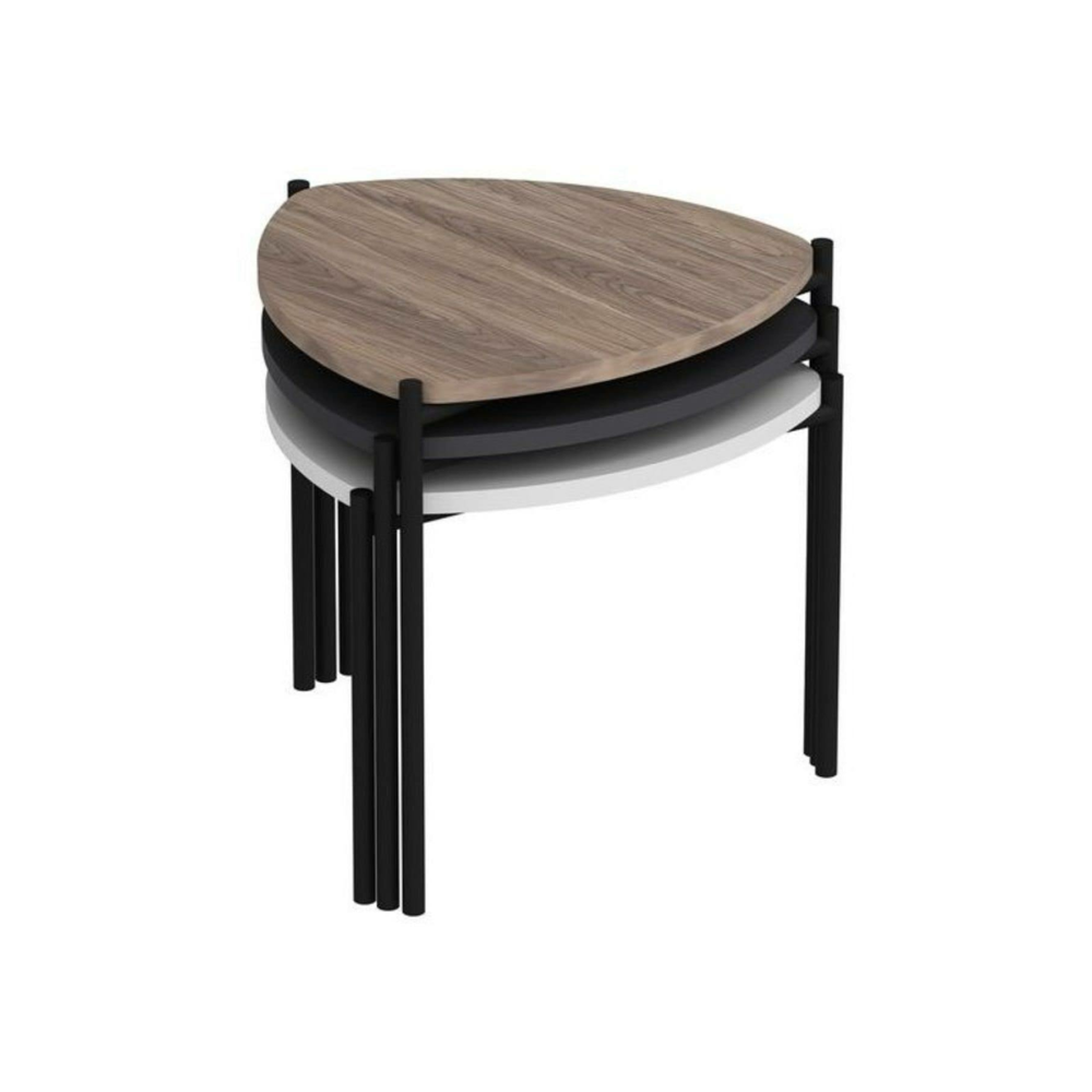 Vivense Minar Lenny 3 Lü Metal Ayaklı Zigon Sehpa - Antrasit Kaman