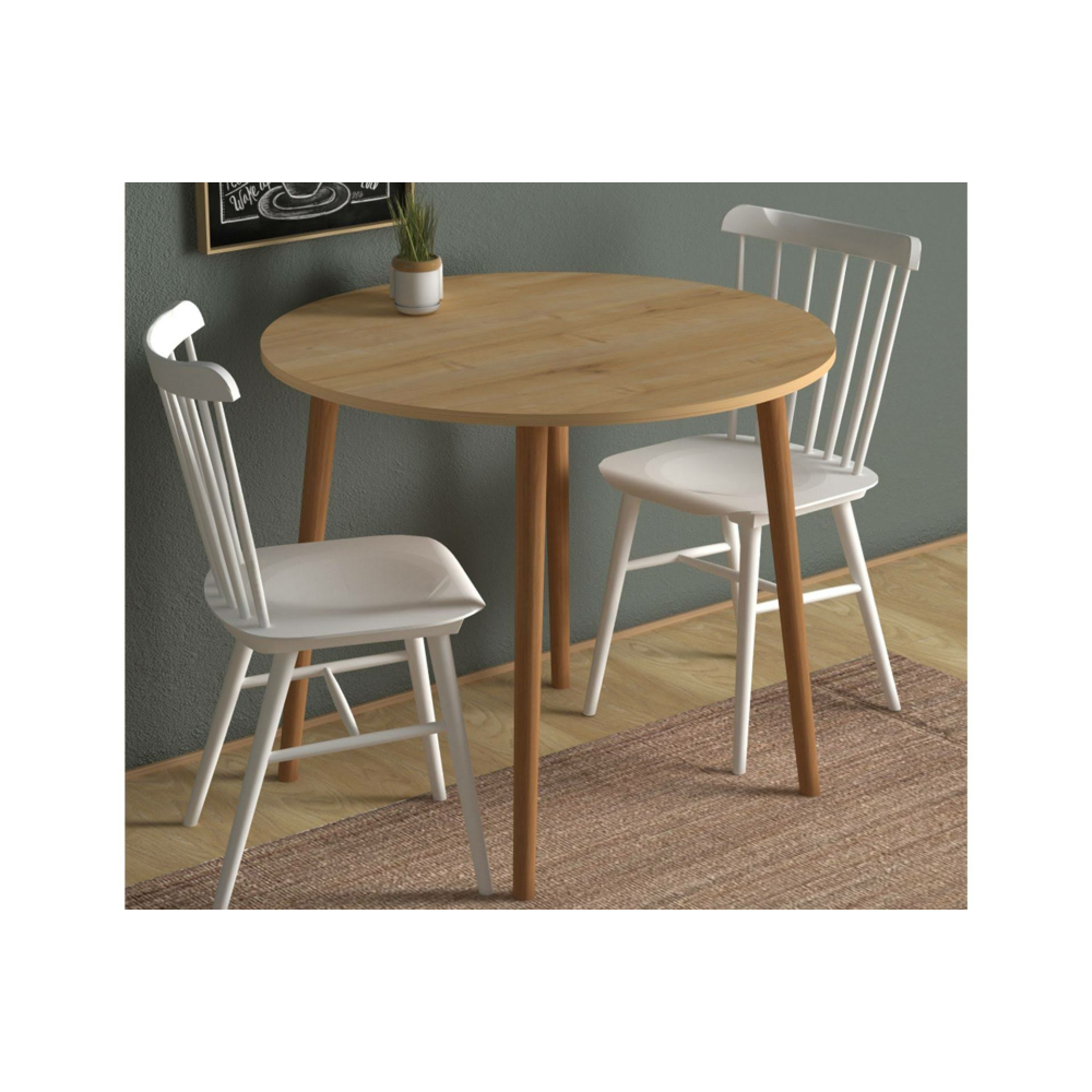 Yuvarlak Masa, Meşe, 90X90