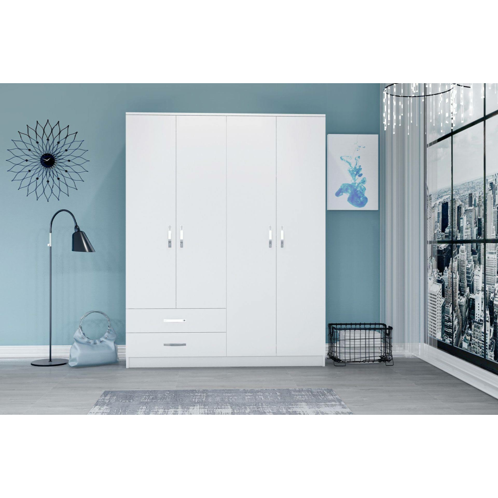 Metalia Novado Gardırop, 4 Kapı 2 Çekmeceli