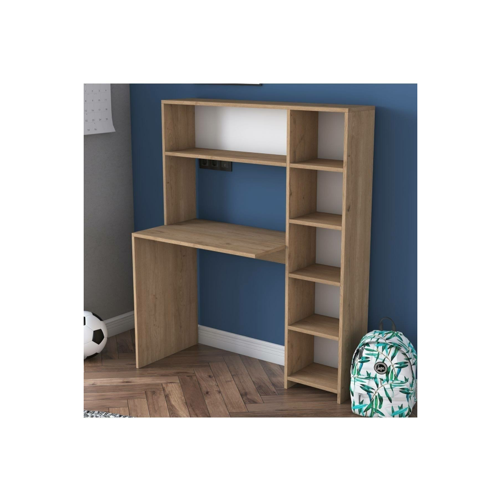 Rani HA104 Kitaplıklı Raflı Bilgisayar Çalışma Masası Sepet Ceviz