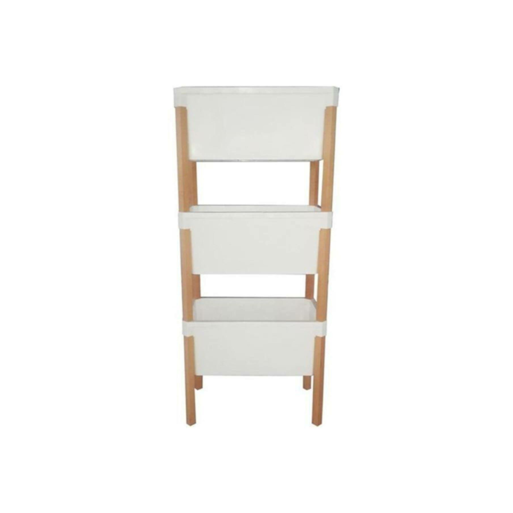 Bienwood Bie 7079 Ahşap 3'lü Plastik Saklama Rafı