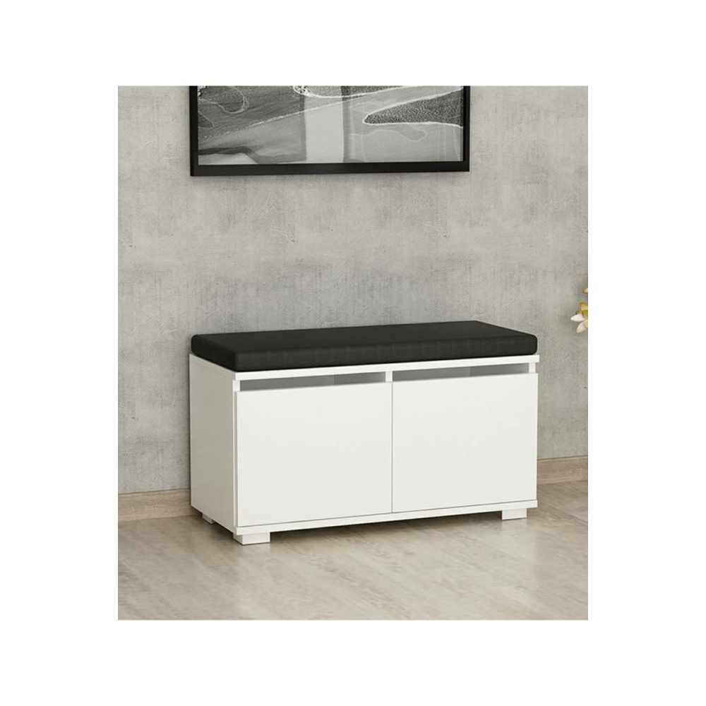 Vivense Drago Oturaklı Ayakkabılık Ve Puf Beyaz