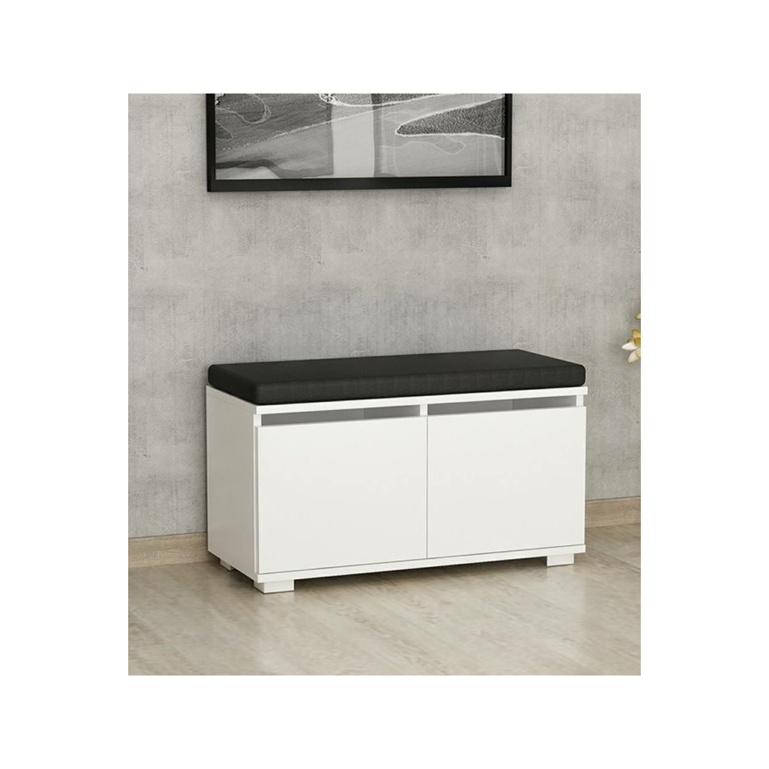 Vivense Drago Oturaklı Ayakkabılık Ve Puf Beyaz