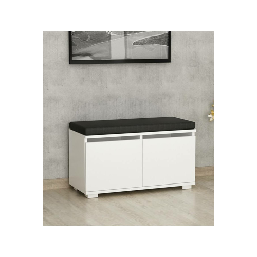 Vivense Drago Oturaklı Ayakkabılık Ve Puf Beyaz