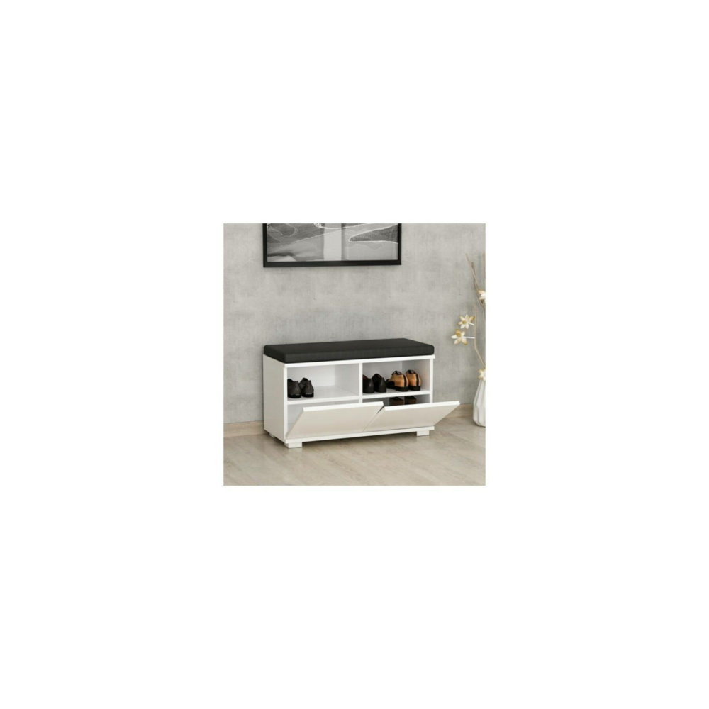 Vivense Drago Oturaklı Ayakkabılık Ve Puf Beyaz