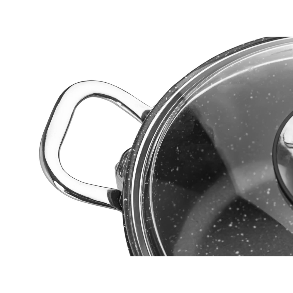 Taç Granit Döküm Basık Tencere 26 cm Siyah