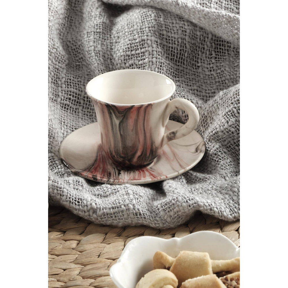 MaisonArt Viola Kahve Fincan Takımı 6 Kişilik El Yapımı Türk Kahvesi Expresso Fincanı Seti