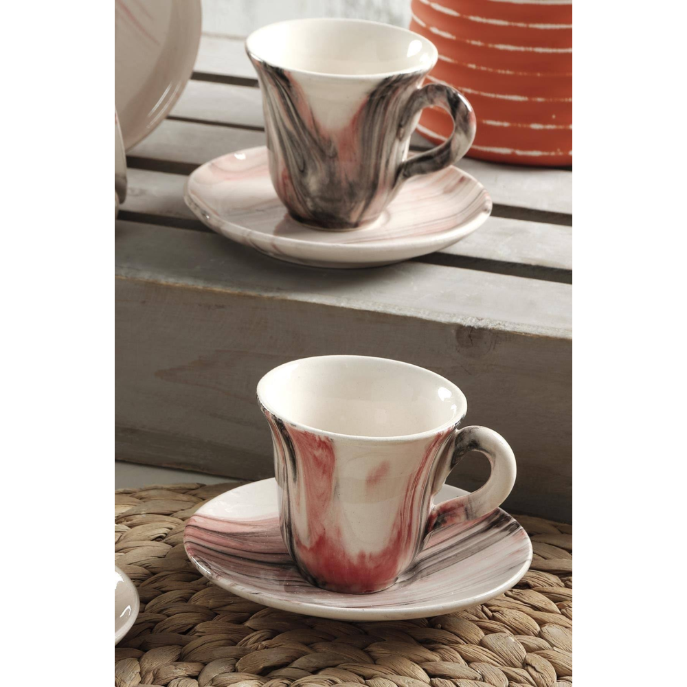 MaisonArt Viola Kahve Fincan Takımı 6 Kişilik El Yapımı Türk Kahvesi Expresso Fincanı Seti