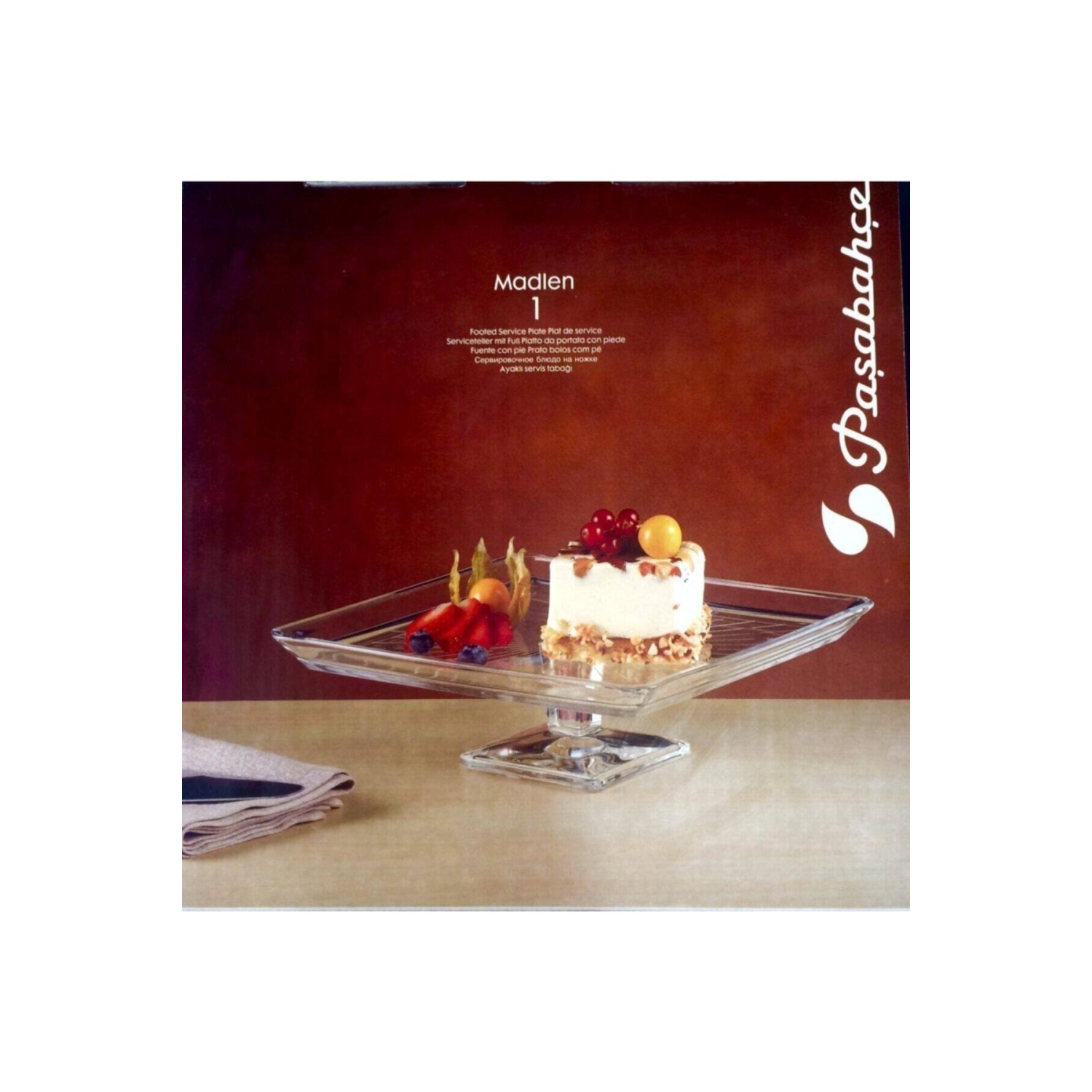 Paşabahçe 96877 Madlen Kare Ayaklı Servis Tabağı
