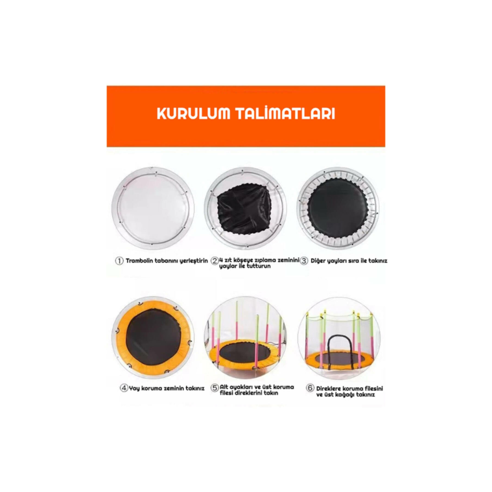 Exeo Trambolin 140CM Koruyucu Kapalı Fileli Katlanabilir Tasarım