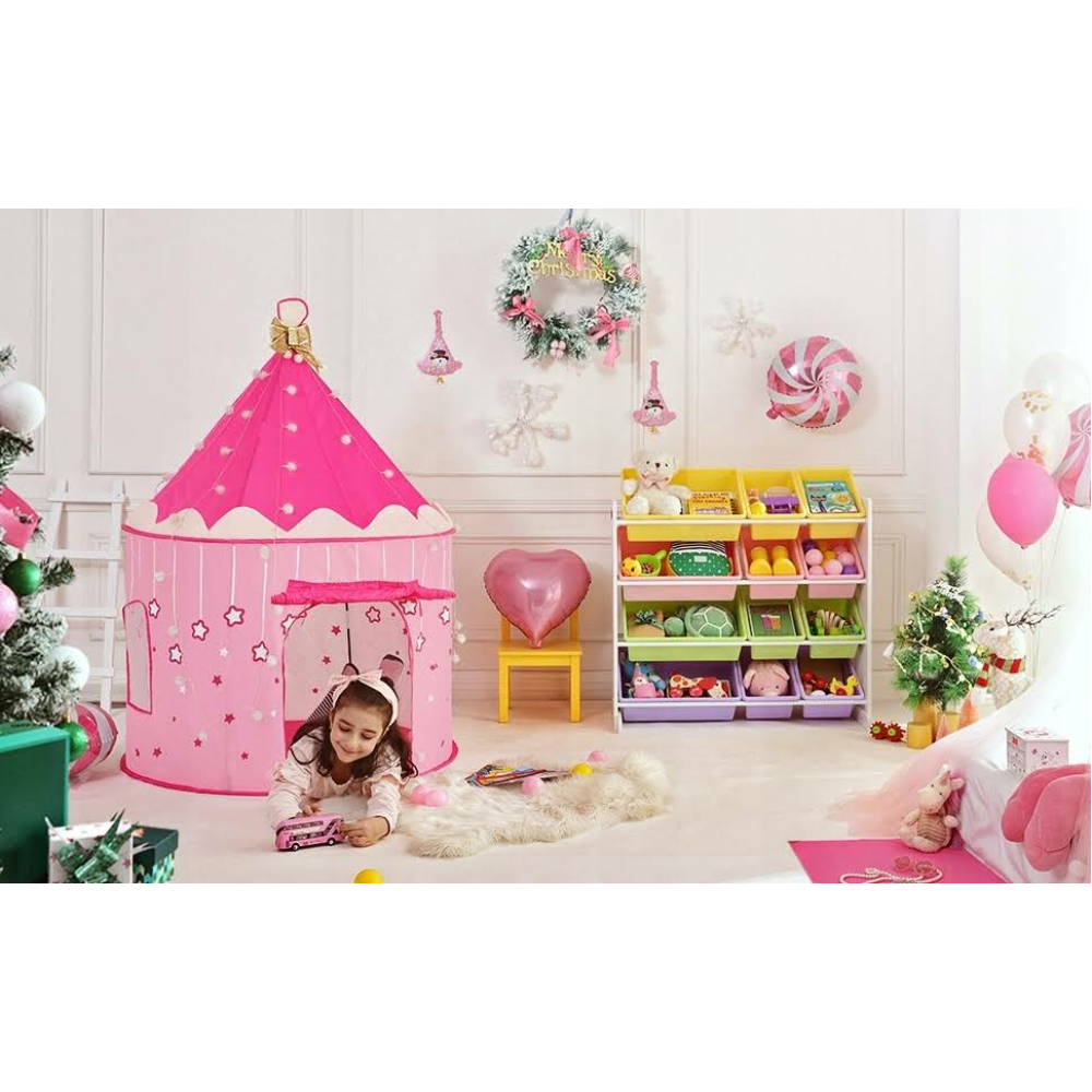 SONGMICS oyun çadırı, kızlar, küçük çocuklar için prenses kalesi, içeride ve dışarıda oyun evi, taşıma çantalı açılır Hint çadır tipi, çocuklar için