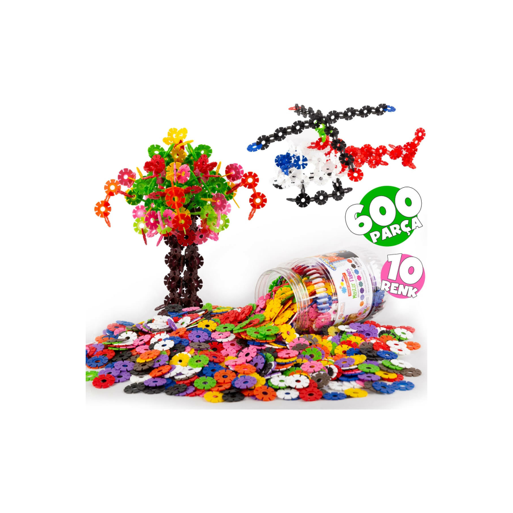 Think Master Masterflakes Eğitici Kilitli Diskler Stem Eğitimi Uyumlu 10 Renk 600 Parça Yapı Oyuncak Seti