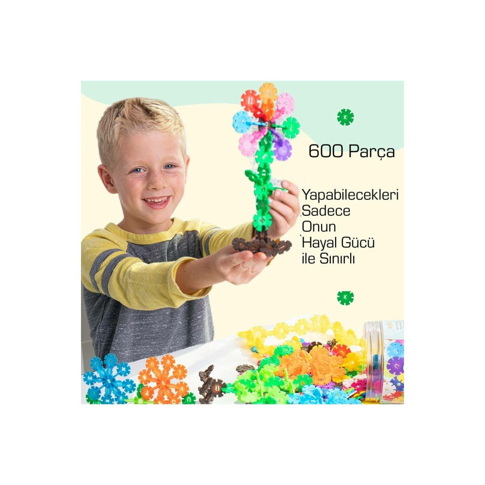 Think Master Masterflakes Eğitici Kilitli Diskler Stem Eğitimi Uyumlu 10 Renk 600 Parça Yapı Oyuncak Seti