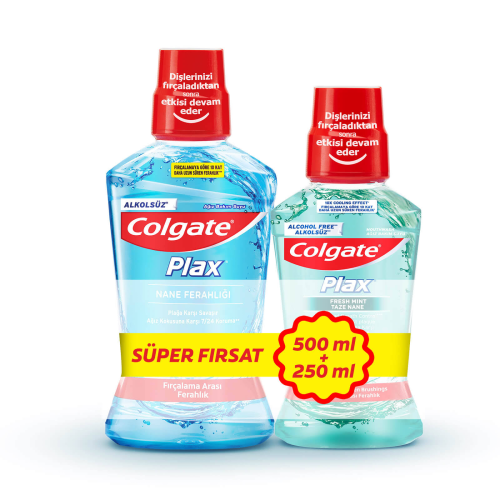 Colgate Ağız Bakım Suyu Plax Nane Ferahlığı 500 Ml + 250 Ml