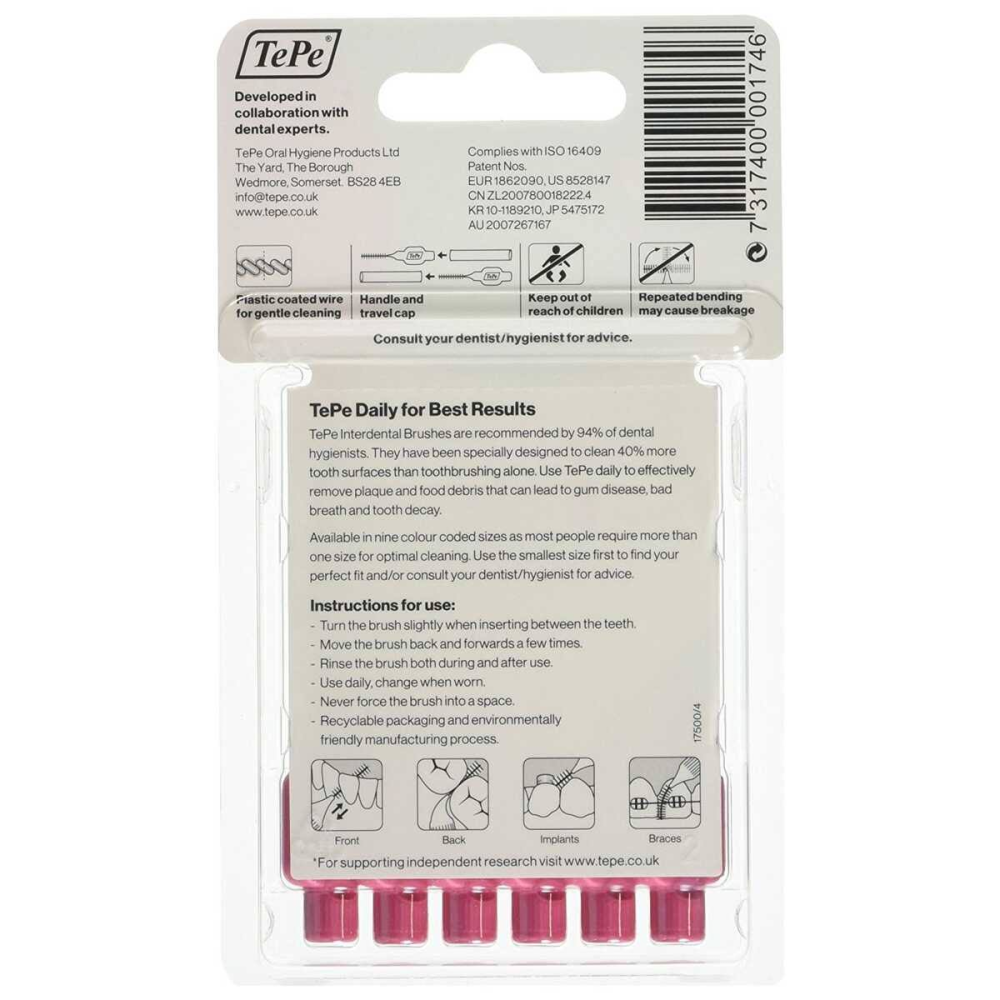 Tepe Arayüz Fırçası Blister 0,4mm 6'lı Pembe