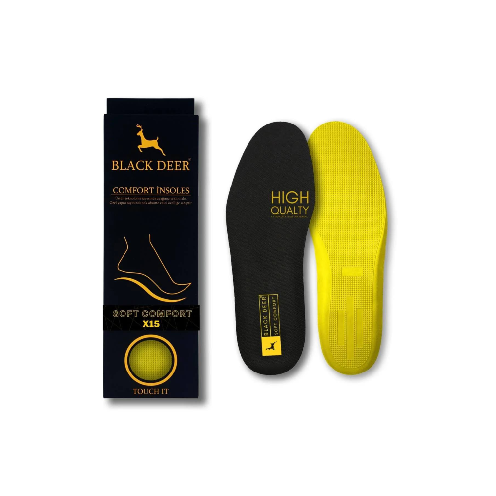 Black DEER Hyper Boost Technology X15 Soft Comfort Siyah-Sarı Ortopedik Tabanlık