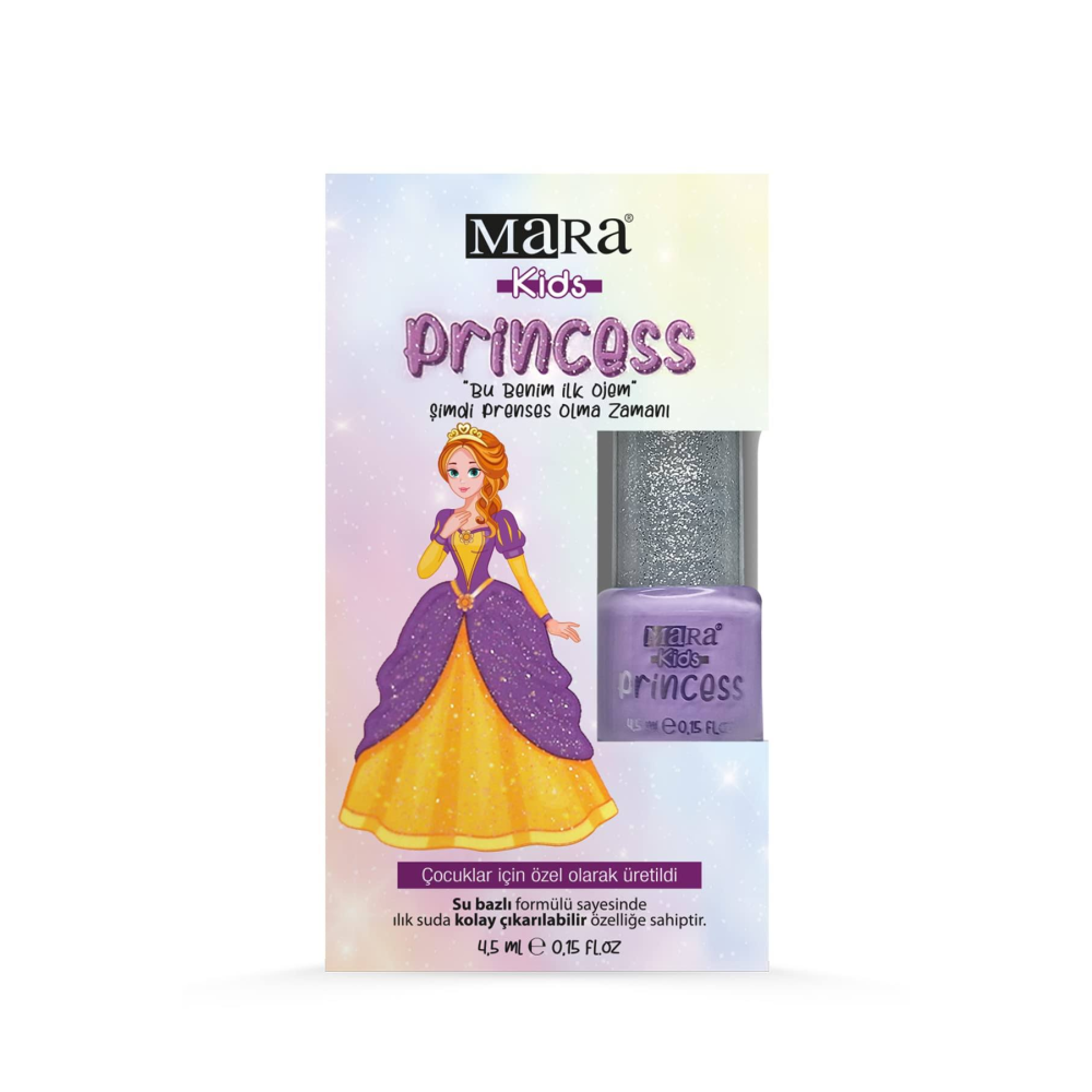 Mara Princess Yıkanabilir Su Bazlı Çocuk Ojesi - Mor (Törpü Hediyeli)