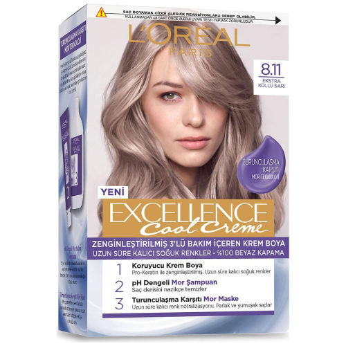 Loreal Paris Excellence Cool Creme Saç Boyası 8.11 Ekstra Küllü Sarı