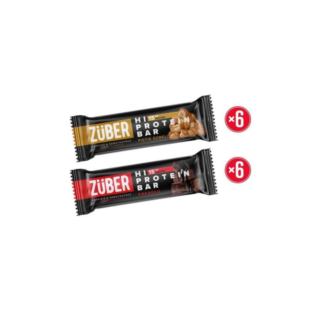 Züber Yüksek Protein Bar Deneme Paketi - 12 Adet X 45Gr