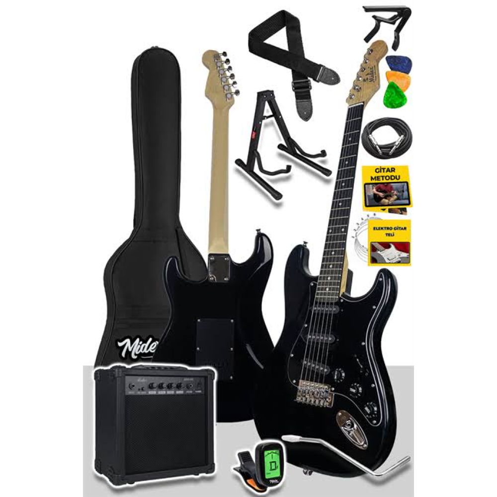 Midex RPH20BK-AMP 20 Watt Gainli Amfi Siyah Elektro Gitar Seti