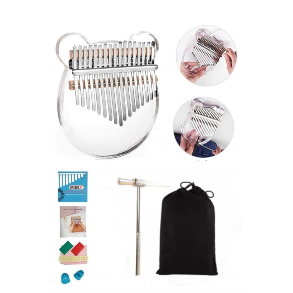 Midex Klx-6000 Şeffaf Cam Kalimba Paslanmaz Çelik 17 Tuşlu