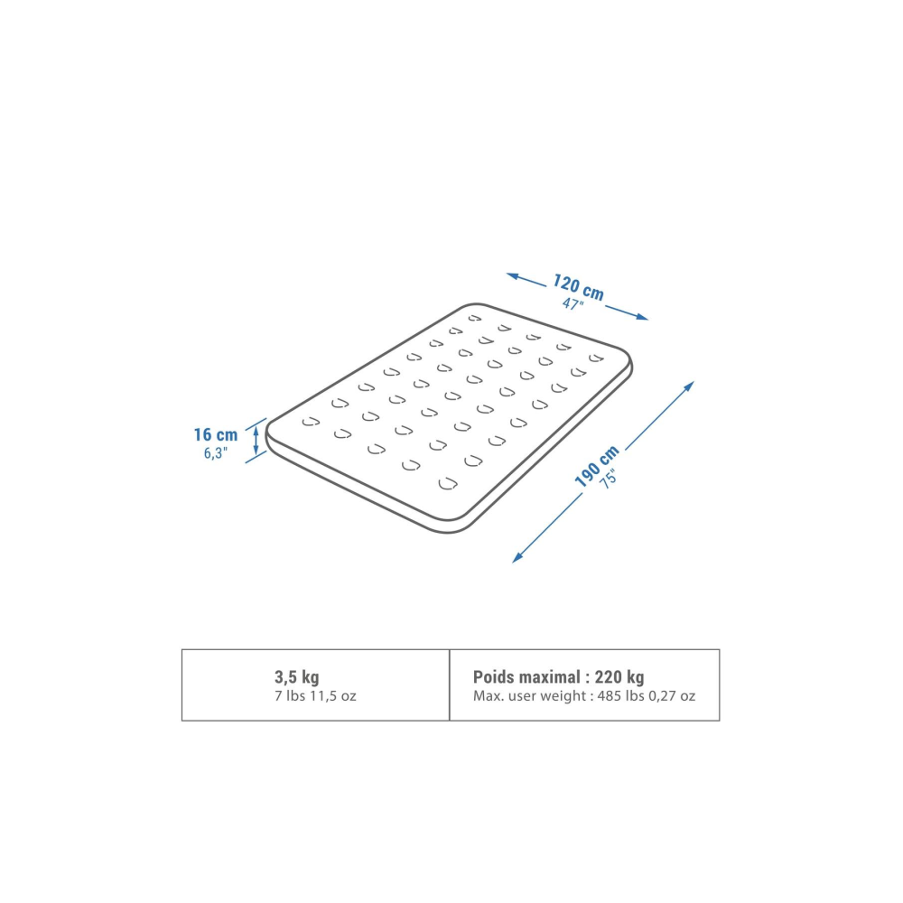 Quechua By Decathlon 2 Kişilik Şişme Yatak - 120 Cm - Air Basic - Renkli