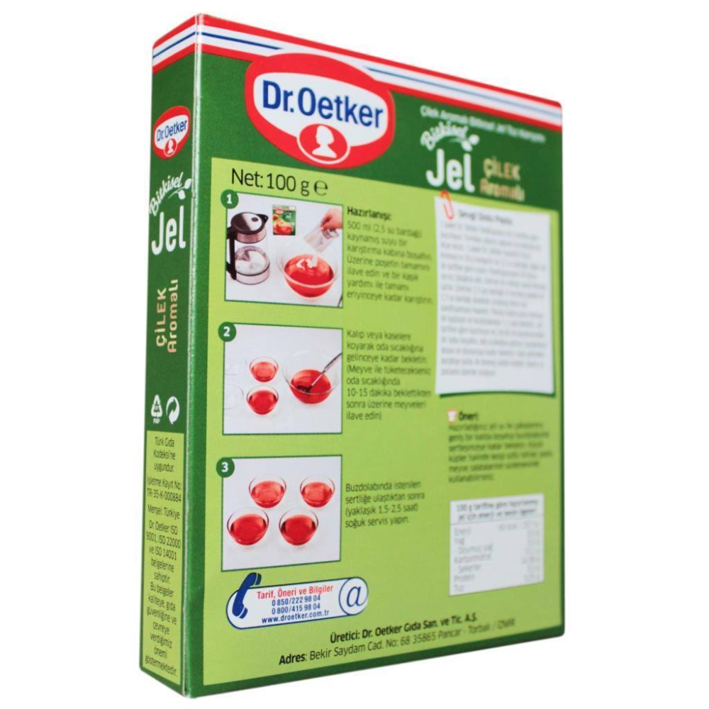 Dr. Oetker Bitkisel Jel Çilek Aromalı 100 Gr