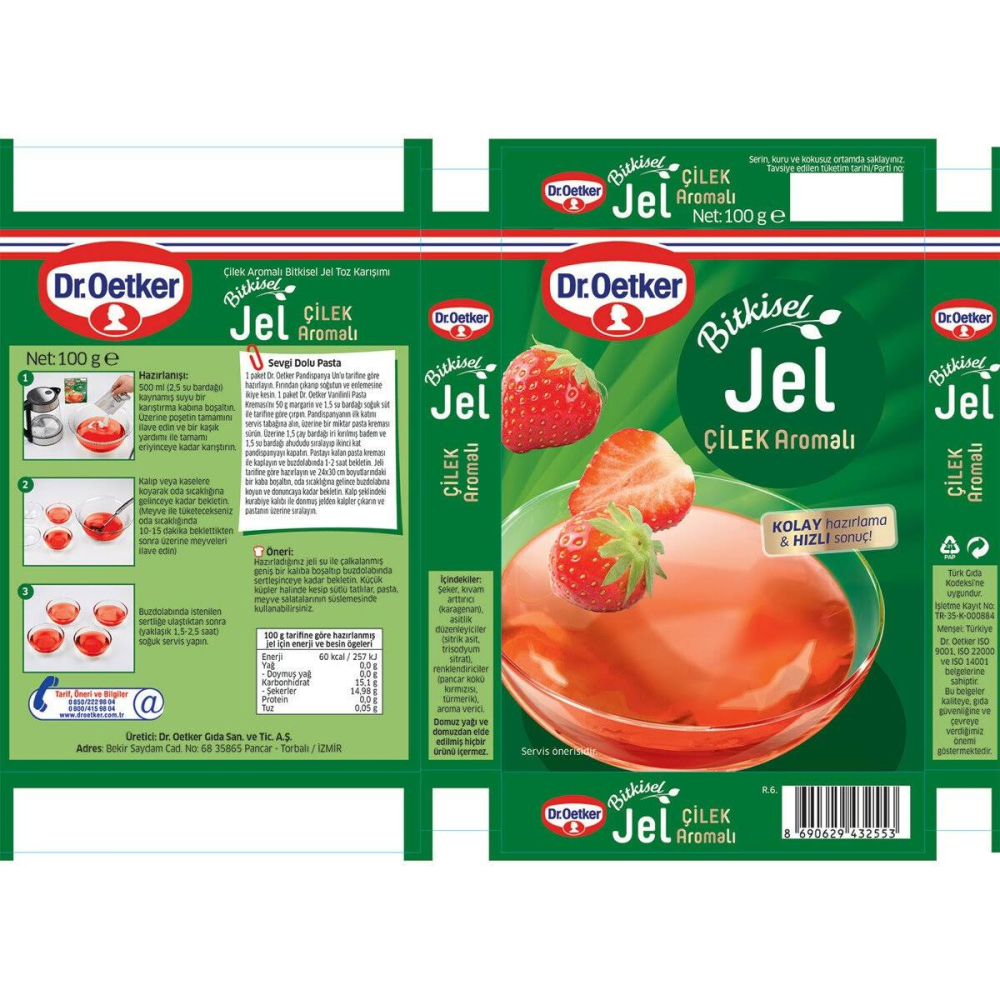 Dr. Oetker Bitkisel Jel Çilek Aromalı 100 Gr