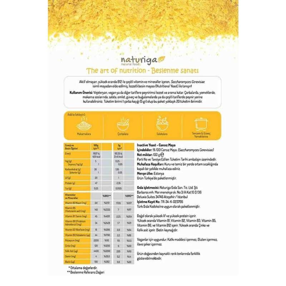 NATURİGA Yeast Besin Mayası - 100 GR