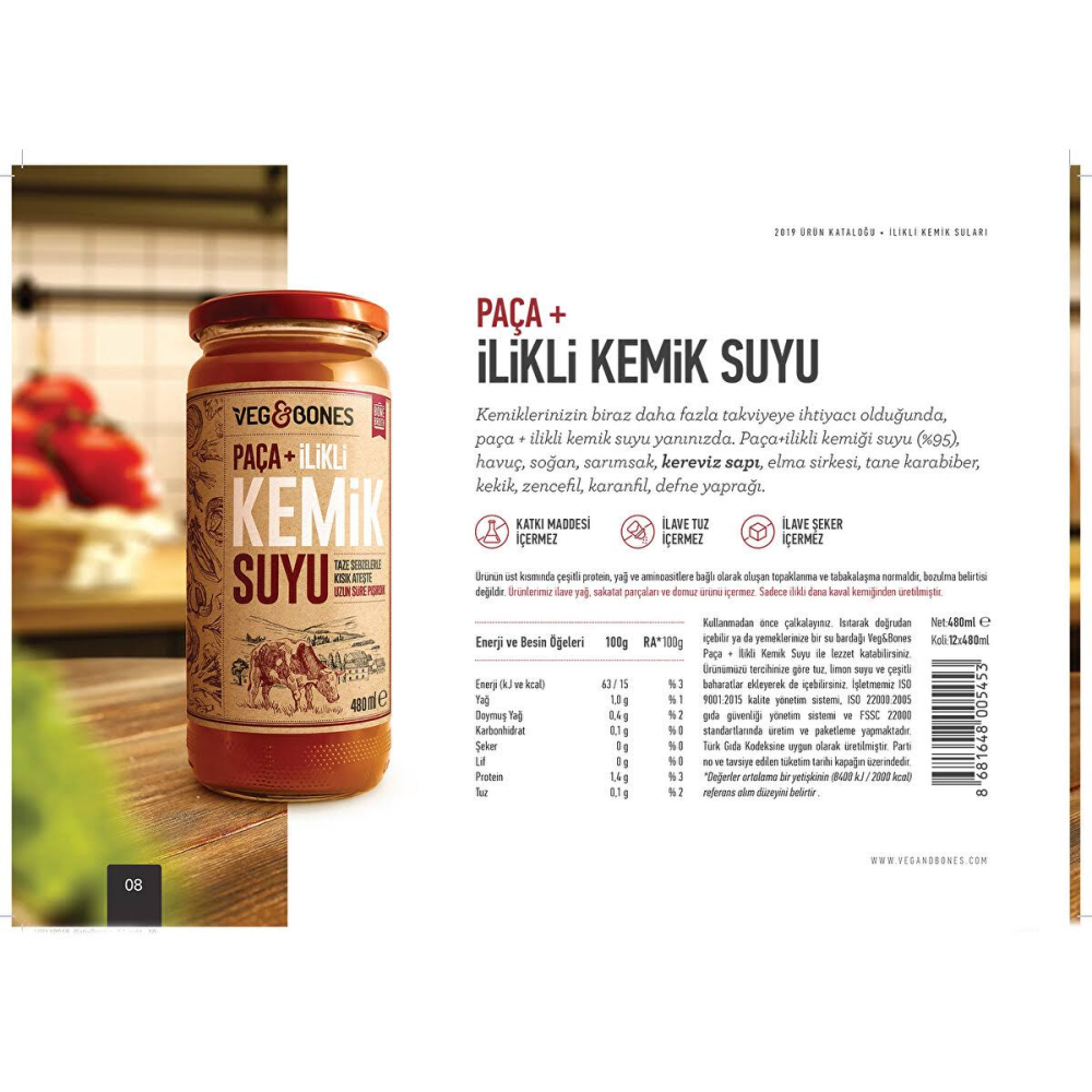 VEG&BONES Paça İlikli Kemik Suyu 480 mL